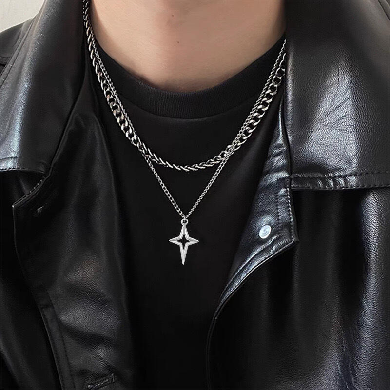 Women'S Emo Accessories - 개인화 된 펑크 크로스 스타 체인