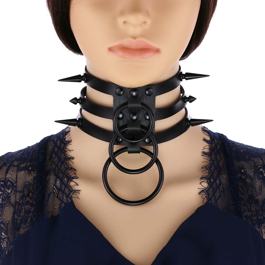 남녀공용 블랙 리벳 가죽 본디지 초커 목걸이, 펑크 서 - Women'S Emo Accessories 리뷰 및 가격