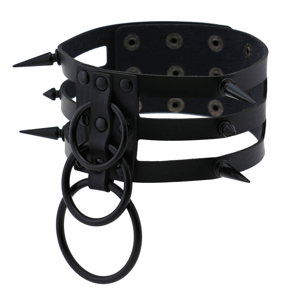 남녀공용 블랙 리벳 가죽 본디지 초커 목걸이, 펑크 서 - Women'S Emo Accessories 리뷰 및 가격