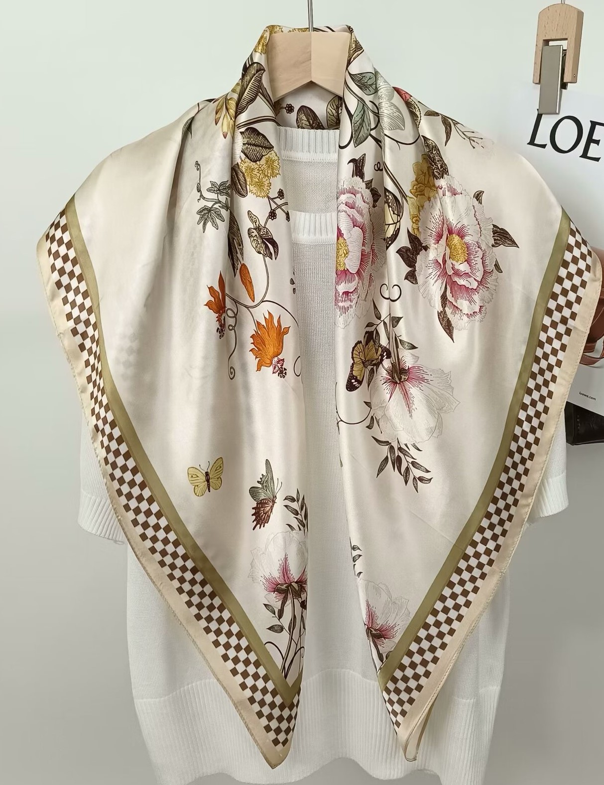90CM 멀베리 실크 프린트 스퀘어 스카프, 여성용 패 - Silk Scarf Square 리뷰 및 가격