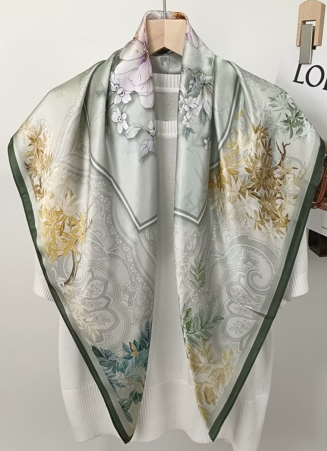 90CM 멀베리 실크 프린트 스퀘어 스카프, 여성용 패 - Silk Scarf Square 리뷰 및 가격